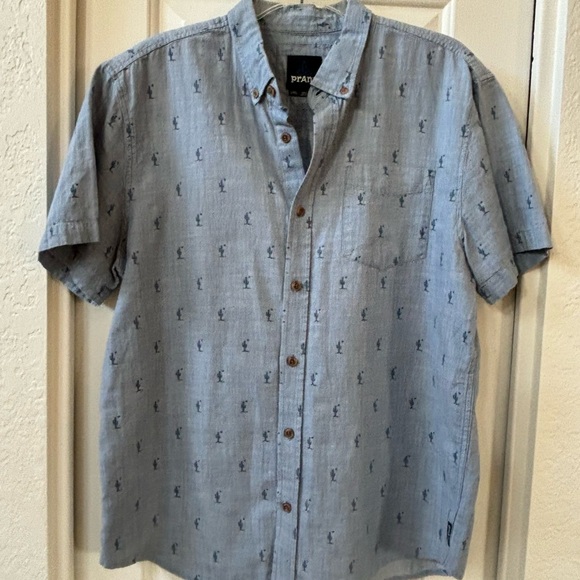 Prana Light Blue Casual Button Down Shirt - Picture 5 of 5